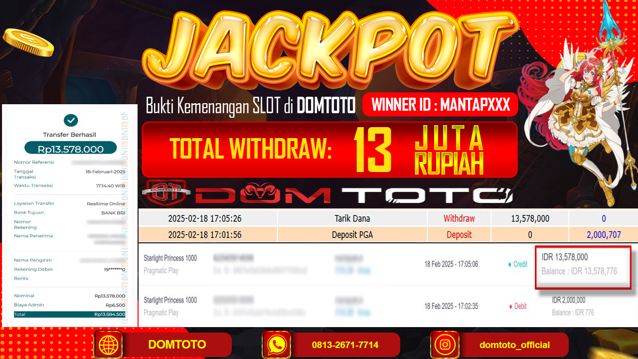 JACKPOT SLOT STARLIGHT PRINCESS 1000 18 FEBRUARI 2025